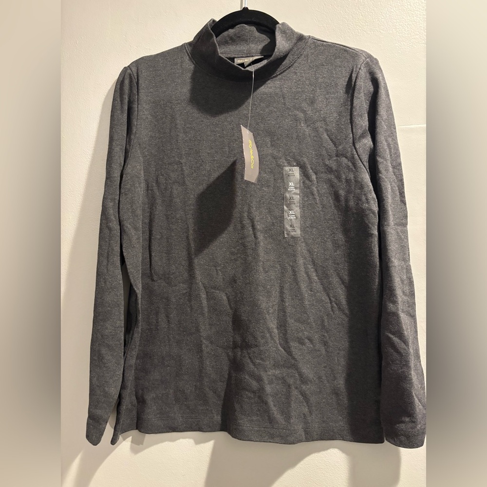 NWT Style & Co Gray Mock Neck Long Sleeve Top – Size XL | OEKO-TEX Certified